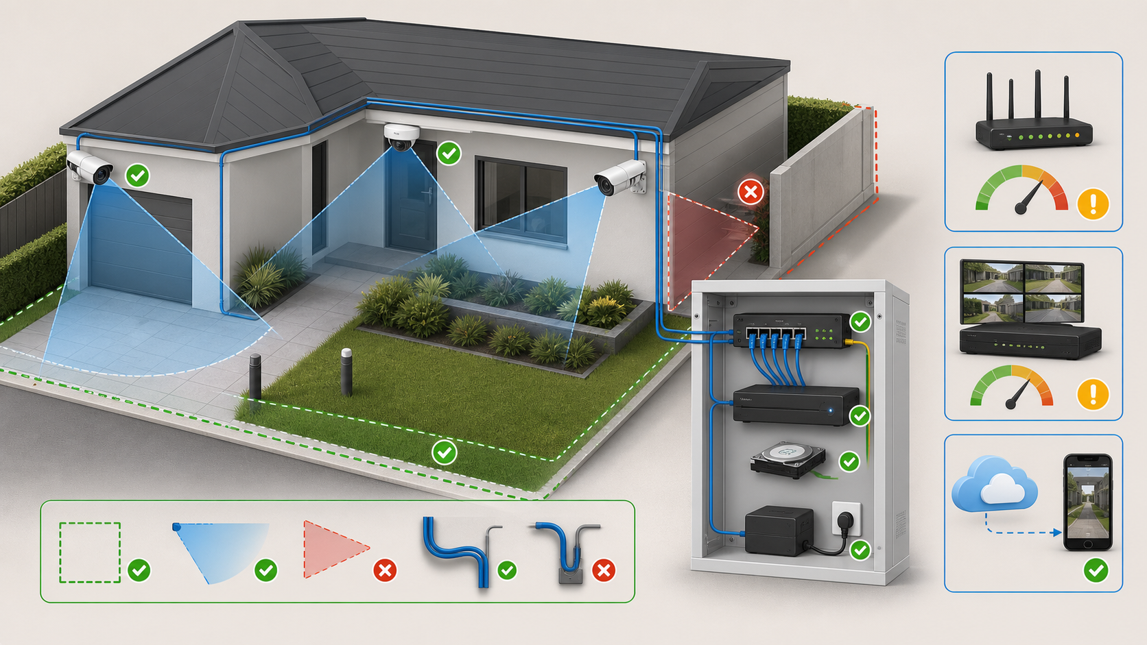 Smart Security Camera Planning: Field of View, Power, Storage and Network Load