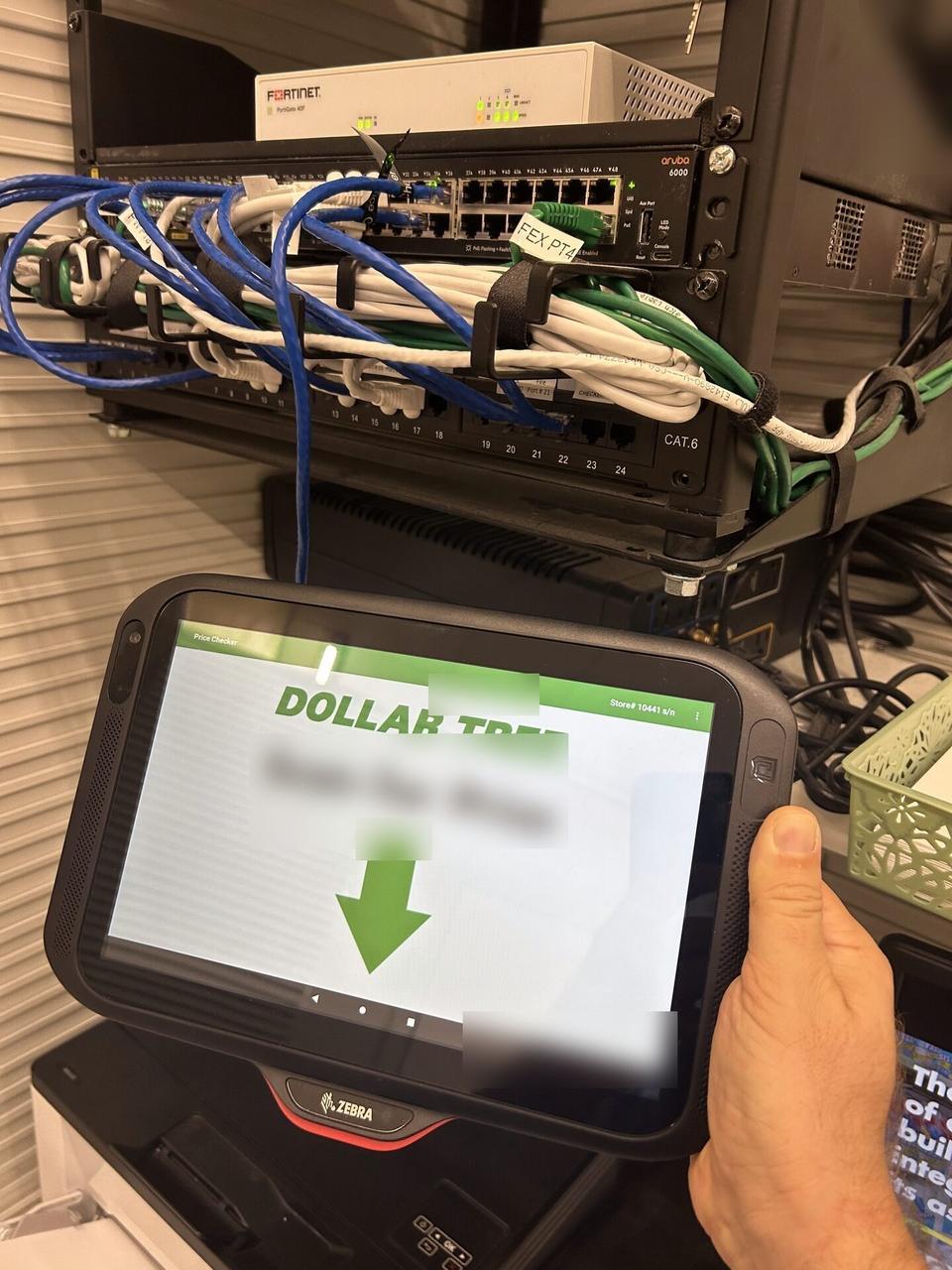 Retail price checker and POS lookup station during an Alrty onsite service visit