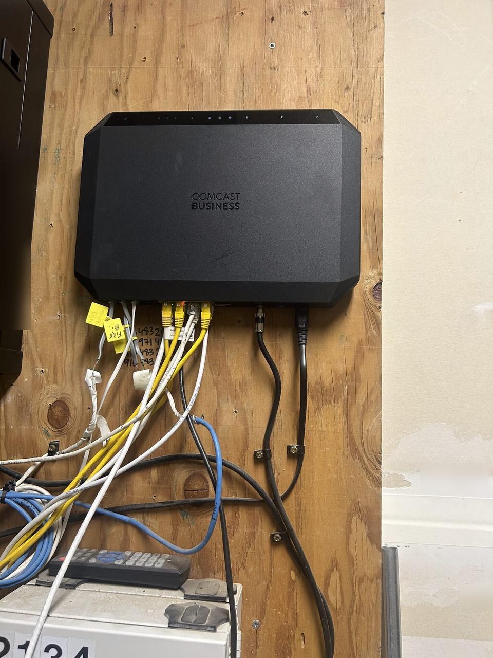 Smart technology service detail: equipment cabinet cabling and switch handoff with rack cabling organized