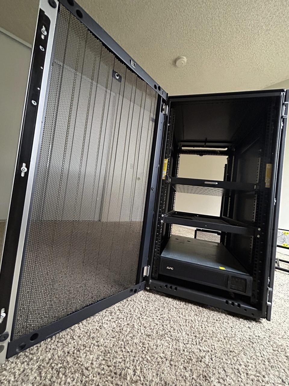 Alrty portfolio view of empty equipment cabinet or small network rack