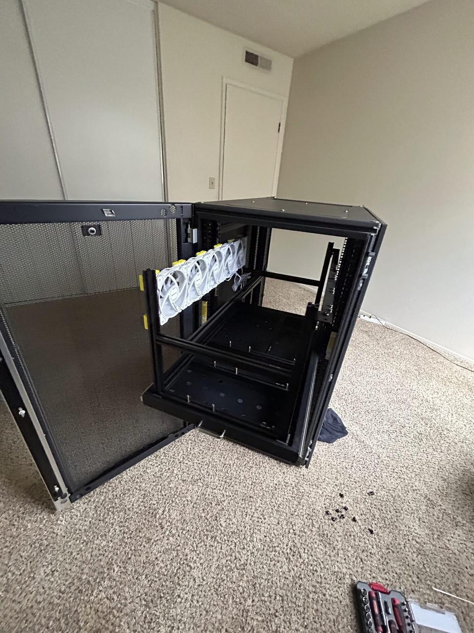 Service documentation showing empty equipment cabinet or small network rack