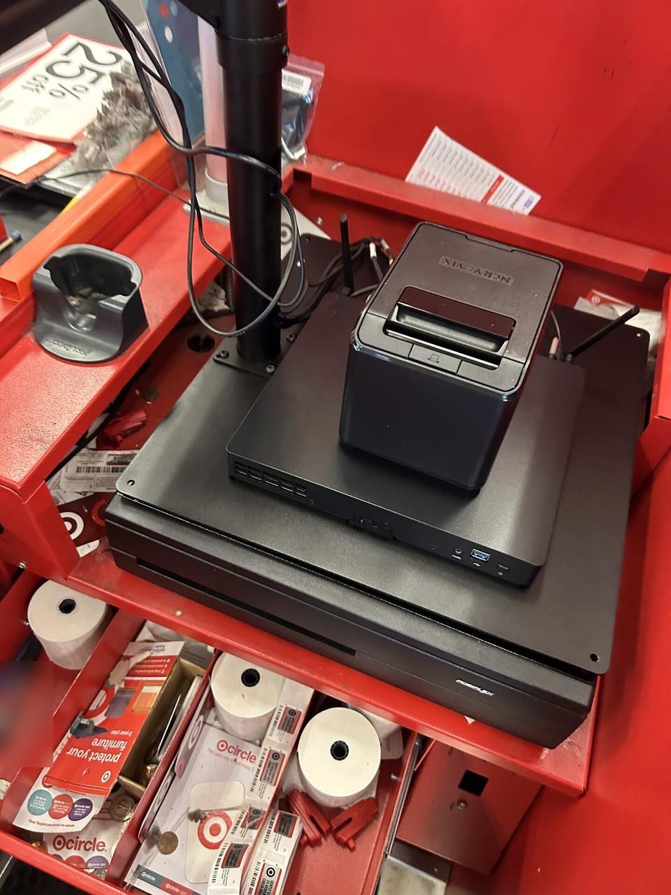 Alrty portfolio view of checkout station POS hardware during register setup