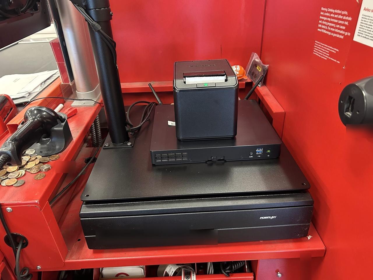 Alrty portfolio view of checkout station POS hardware before final lane testing