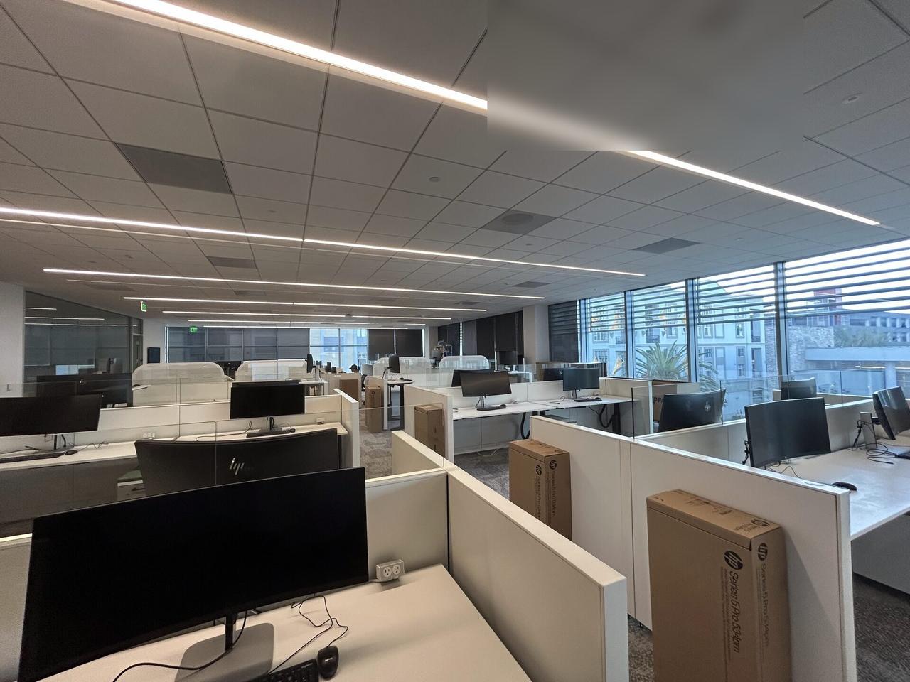 Smart technology service detail: office workstation setup with monitors with peripherals in service context
